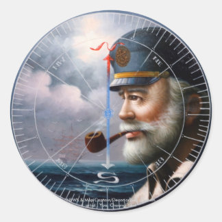 Sticker Rond NOUVELLES et carte Capitaine/Décor ou Capitaine de