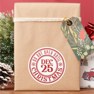 Sticker Rond N'Ouvre Pas Jusqu'Au 25 Décembre Noël