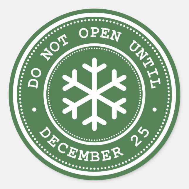 Sticker Rond N'Ouvre Pas Jusqu'Au Décembre 25 Green Christmas C (Devant)
