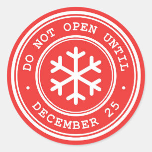 Sticker Rond N'ouvrez pas avant l'étiquette cadeau de Noël roug