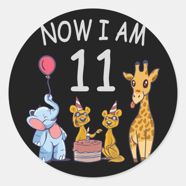 Sticker Rond Now I, 11 ans old 11th Birthday at the Zoo (Devant)