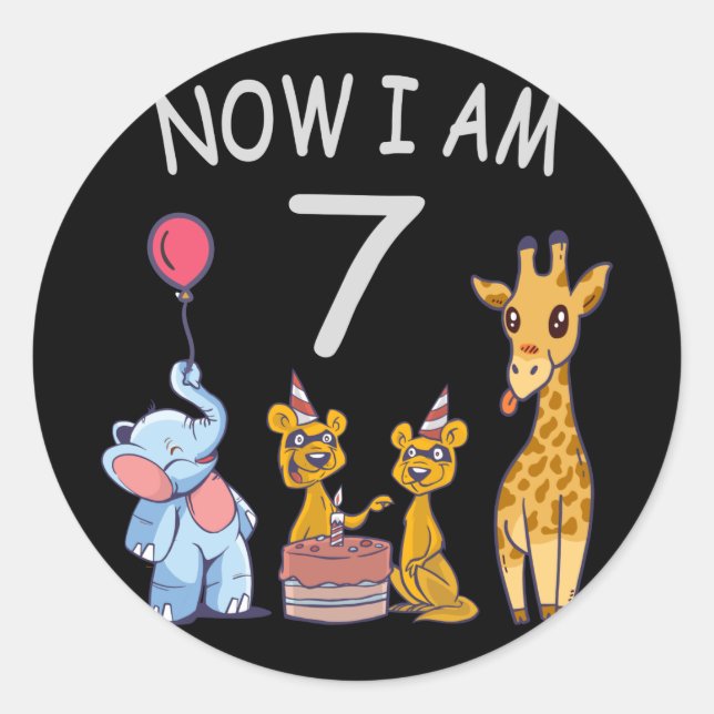 Sticker Rond Now I, 7 ans d'or 7th Birthday (Devant)