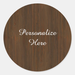 Sticker Rond Noyer foncé Brown Bambou en bois Grain Look