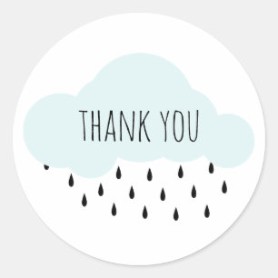 Sticker Rond Nuage bleu. Baby shower merci. Bébé garçon