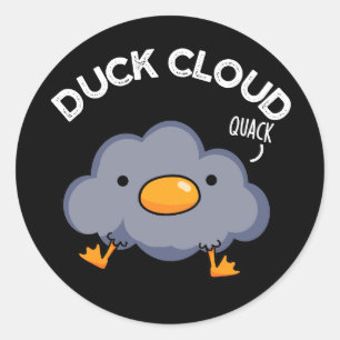 Sticker Rond Nuage de canard Funny Météo Pun Dark BG