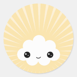 Sticker Rond Nuage de Kawaii