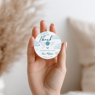Sticker Rond Nuage de peinture à l'eau bleu aqua rêveur Garçon 