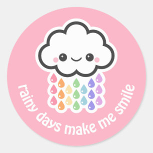 Sticker Rond Nuage de pluie arc-en-ciel de Kawaii Goth