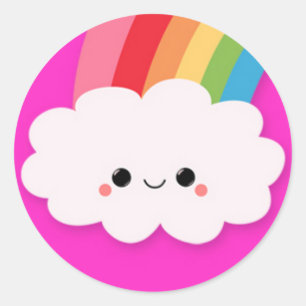 Sticker Rond Nuage heureux d'arc-en-ciel sur des roses indien