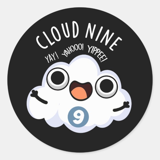 Sticker Rond Nuage Neuf Funny Météo Pun Dark BG (Devant)