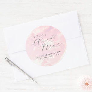 Sticker Rond Nuage neuf nuages roses Baby shower fille