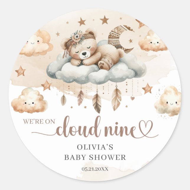 Sticker Rond Nuage neutre pour le genre neuf ours en peluche d' (Devant)