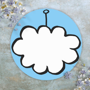 Sticker Rond Nuage personnalisé sur une ficelle