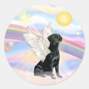 Sticker Rond Nuages - Ange Labrador Retriever noir