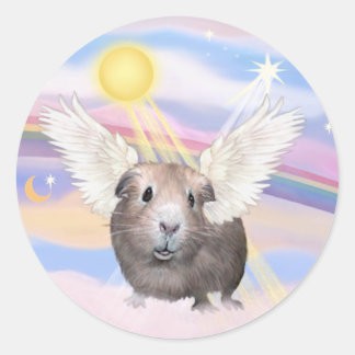Sticker Rond Nuages - Angel de cochon de Guinée (#2)
