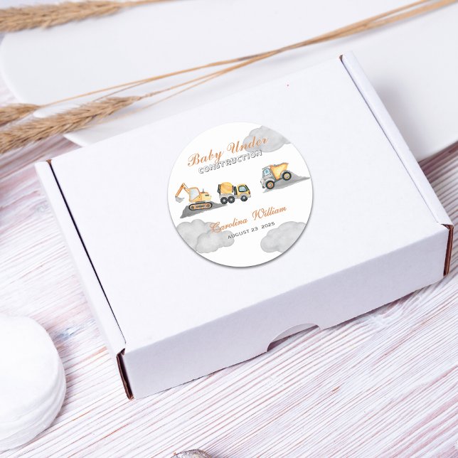 Sticker Rond Nuages bébé en construction baby shower (Créateur téléchargé)