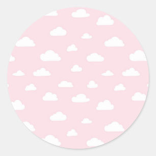 Sticker Rond Nuages de dessin blanc sur Motif Arrière - plan ro