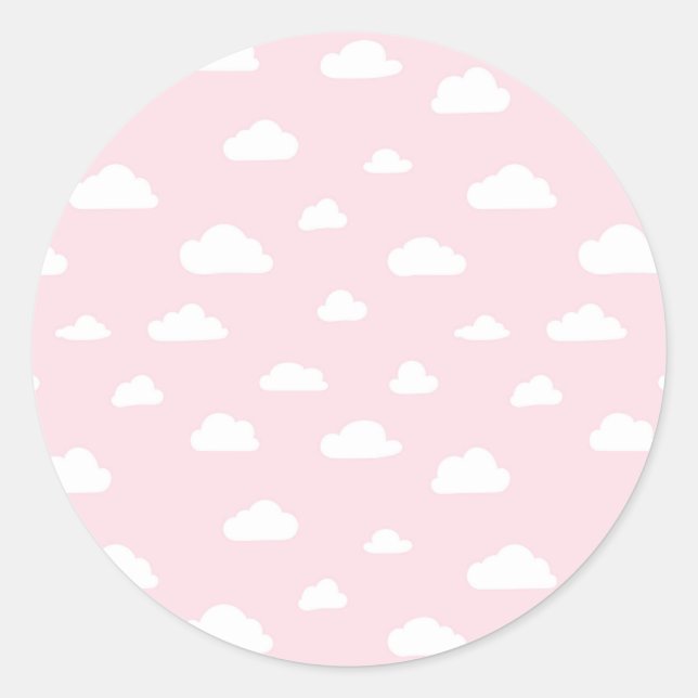 Sticker Rond Nuages de dessin blanc sur Motif Arrière - plan ro (Devant)