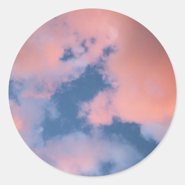 Sticker Rond Nuages de pêche à la luffée au coucher du soleil (Devant)