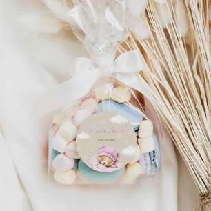 Sticker Rond Nuages d'ours bébé fille douche