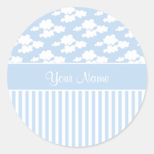 Sticker Rond Nuages mignons et rayures