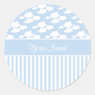 Sticker Rond Nuages mignons et rayures