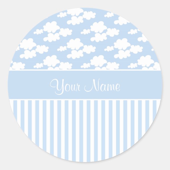 Sticker Rond Nuages mignons et rayures (Devant)