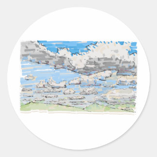Sticker Rond Nuageux