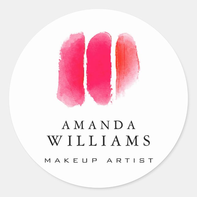 Sticker Rond Nuancier de maquillage d'aquarelle rouge (Devant)