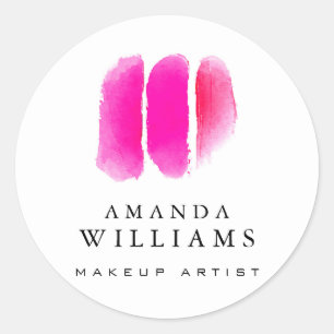 Sticker Rond Nuancier de maquillage rose Aquarelle