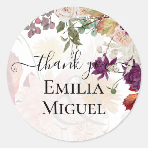 Sticker Rond NUESTRA BODA Plum Fall Floral Mariage espagnol