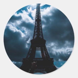 Sticker Rond Nuit bleue Tour Eiffel