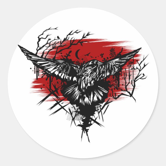 Sticker Rond Nuit des corbeaux (Devant)