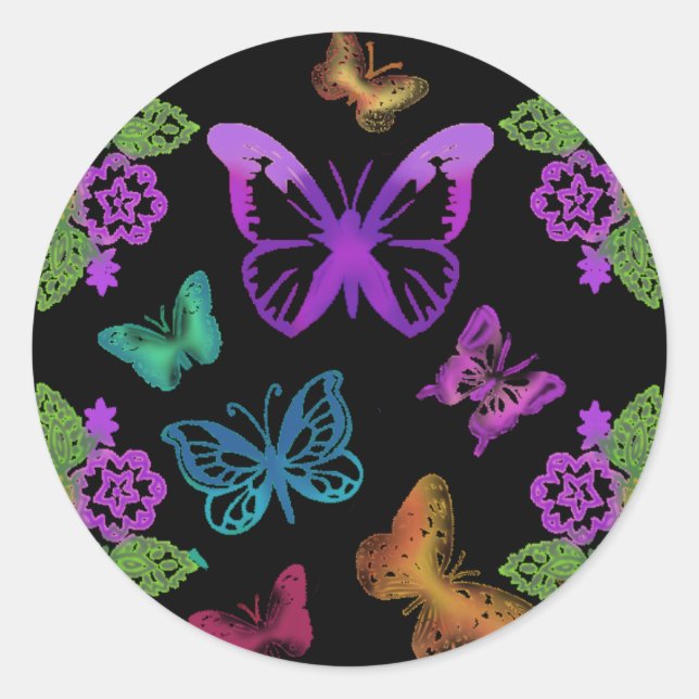 Sticker Rond Nuit des papillons (Devant)