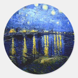Sticker Rond Nuit étoilée au-dessus du Rhône par van Gogh