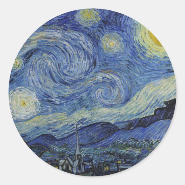 Sticker Rond "Nuit étoilée" par Van Gogh (Devant)
