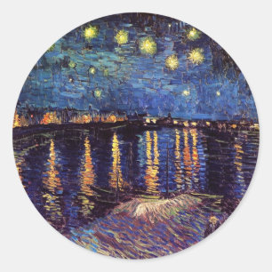 Sticker Rond Nuit étoilée sur le Rhône par Van Gogh