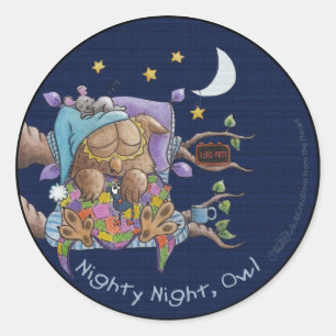 Sticker Rond Nuit, Hibou