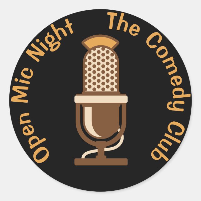 Sticker Rond Nuit Open Mic Customisée (Devant)