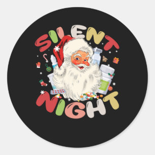 Sticker Rond Nuit silencieuse Infirmière Icu Père Noël Noël int