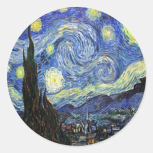 Sticker Rond Nuit Starry Par Vincent Van Gogh 1889