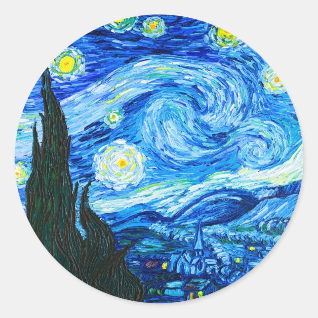 Sticker Rond Nuit Van Gogh Starry (Devant)