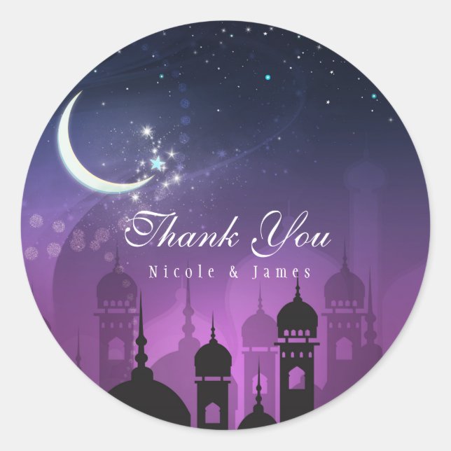 Sticker Rond Nuits arabes Morocain Clair de lune pourpre (Devant)
