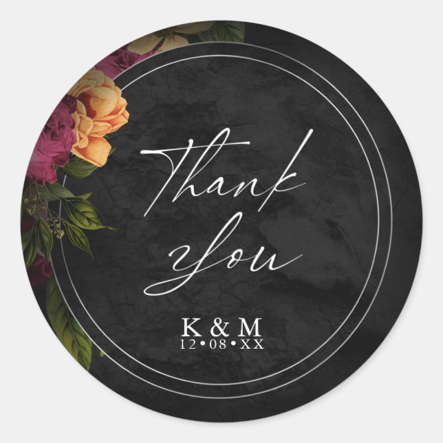 Sticker Rond Nuits Sultry Floral Mariage ID829 (Devant)