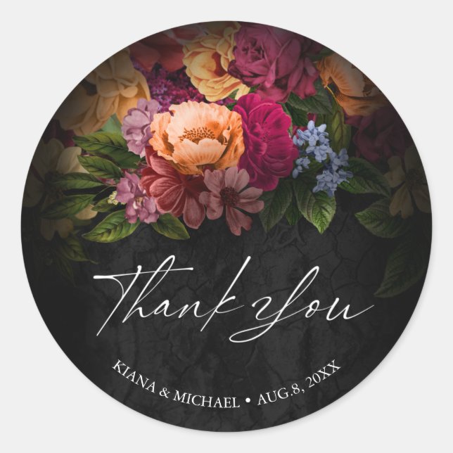 Sticker Rond Nuits Sultry Floral Mariage Merci V2 ID829 (Devant)