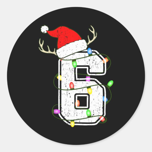 Sticker Rond Number 6 6th Birthday Boy Six Christmas Happy Birt (Devant)