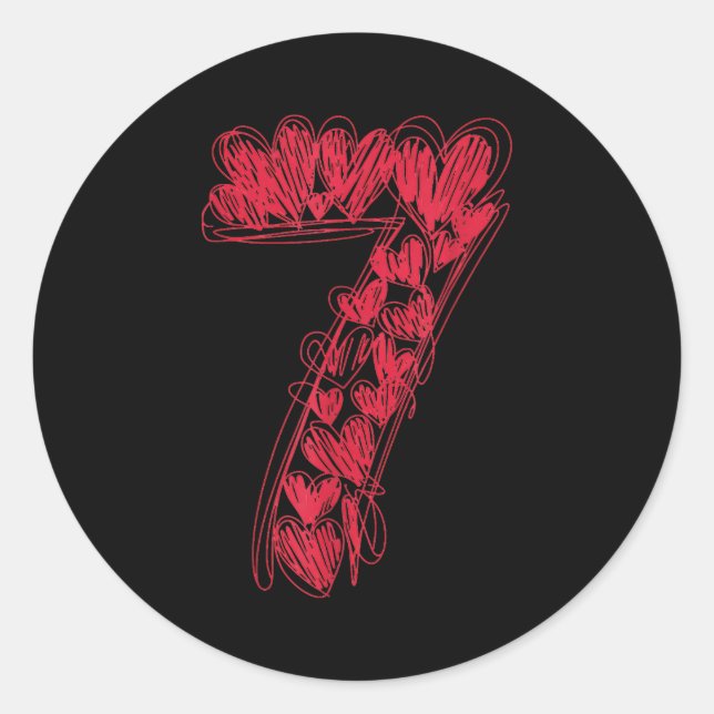 Sticker Rond Number 7 - Cute 67 Matching Valentine  (Devant)