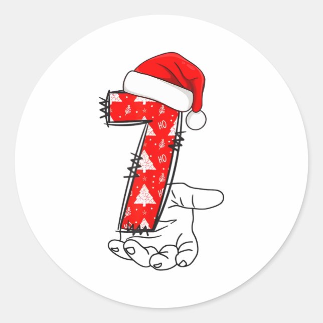 Sticker Rond Number 7 Matching 67 Meme Christmas Costume Men Wo (Devant)
