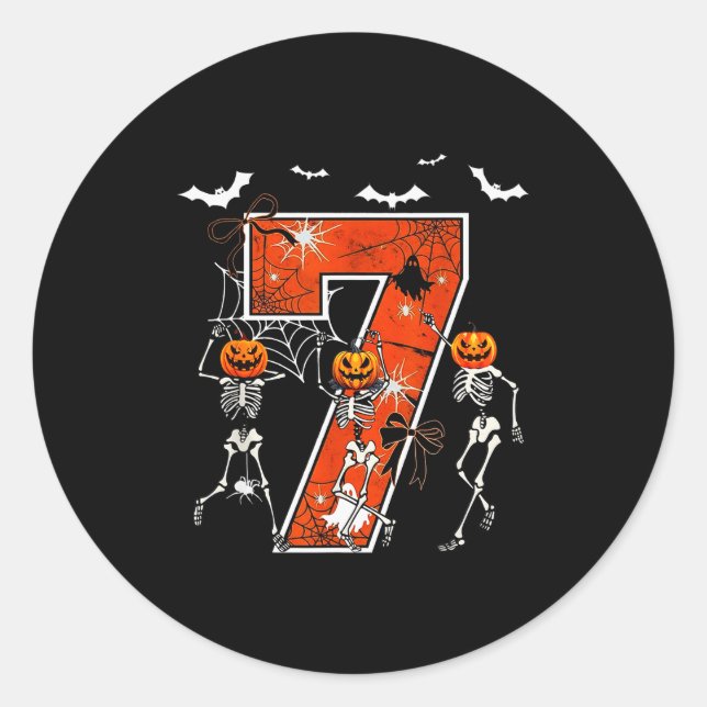 Sticker Rond Number 7 Six Seven Meme 6 7 Halloween Dancing Skel (Devant)