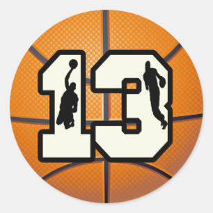 Sticker Rond Numéro 13 Basketball et joueurs